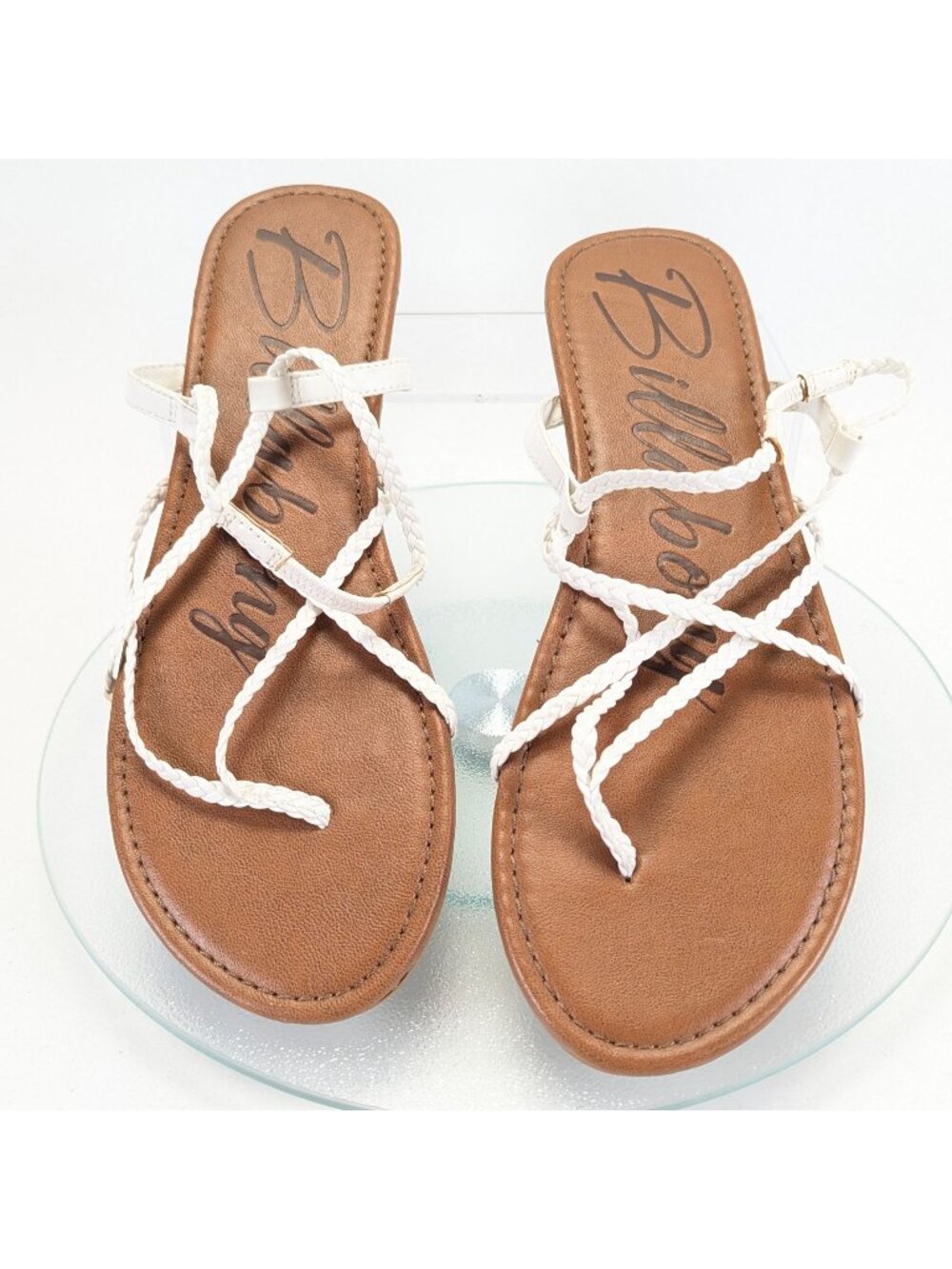 Billabong Womens Braided White Strappy Sandals Size 11 Synthetic Material NWOB